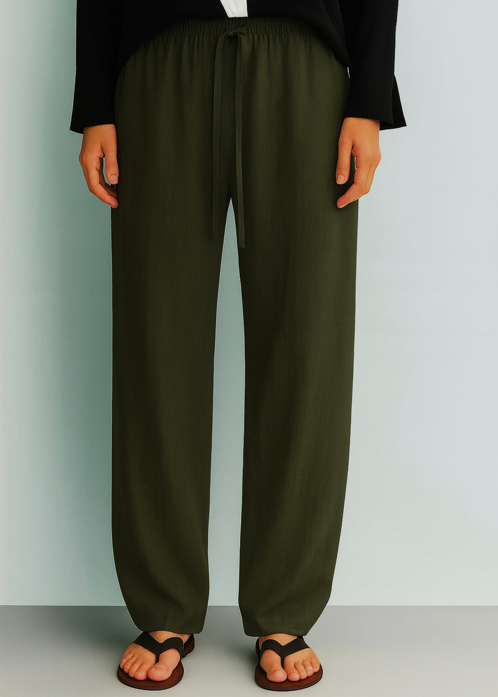 Olive Green Linen Pant