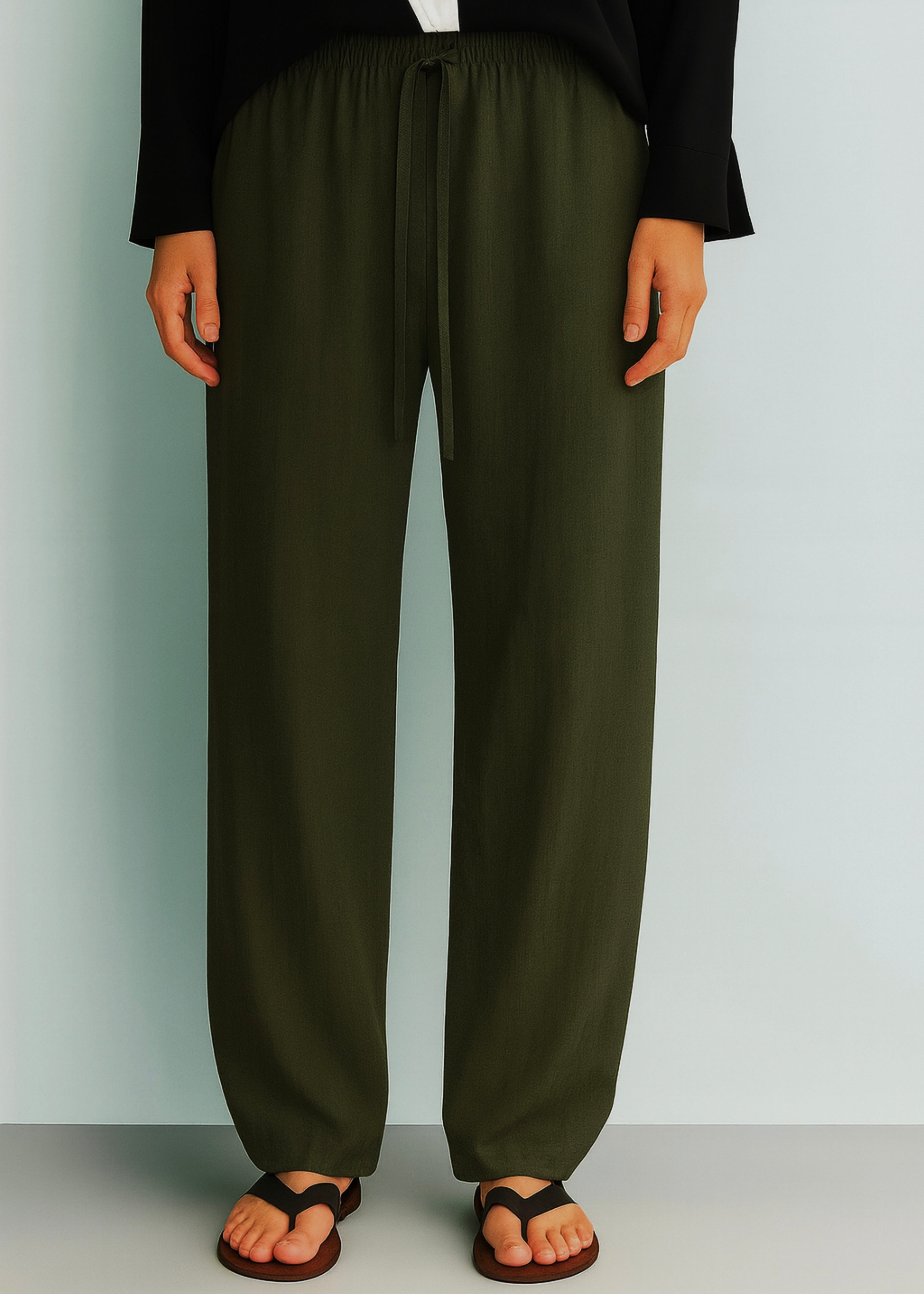 Olive Green Linen Pant