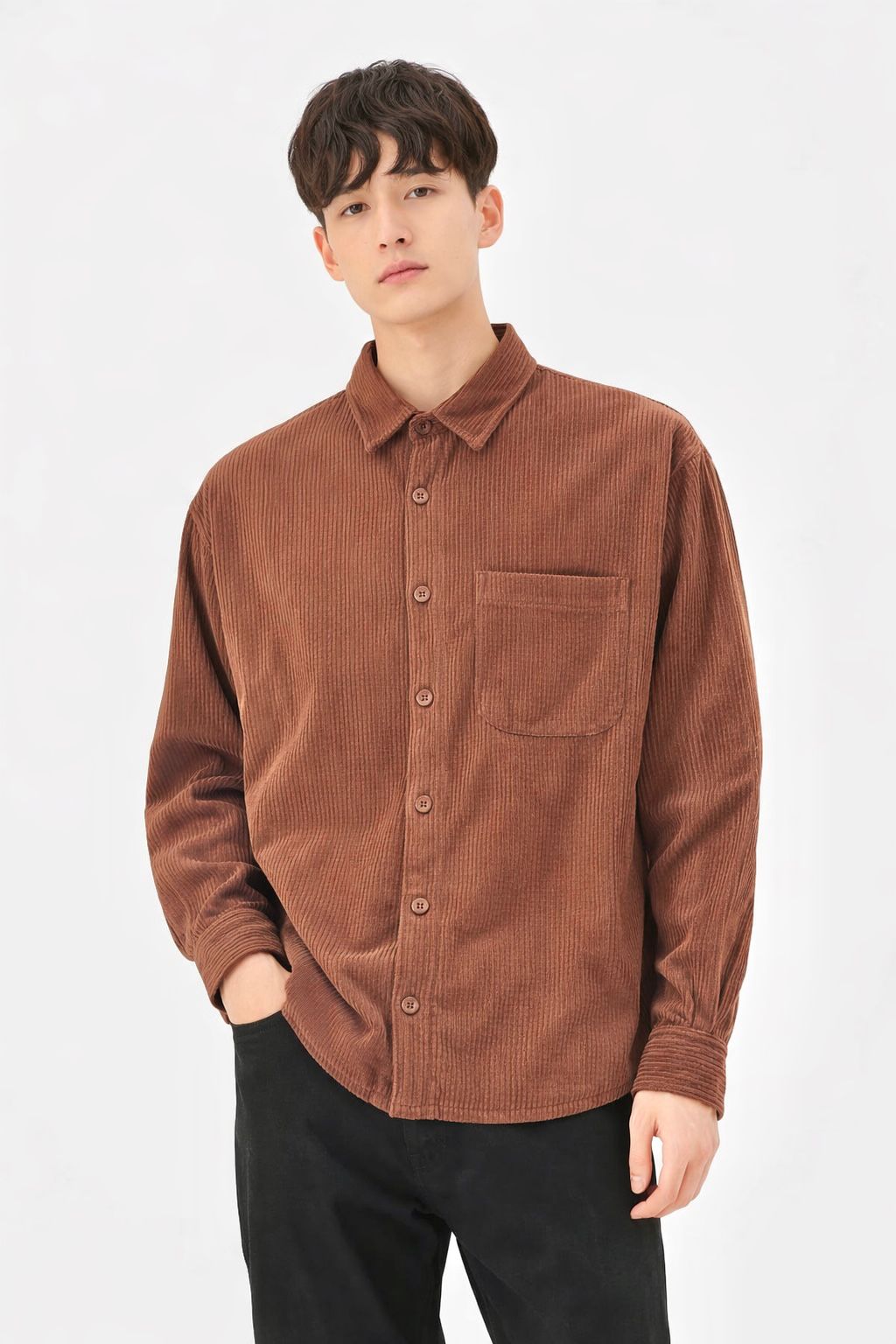 Corduroy Bronze Boxy Fit Shirt